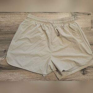 Tan Athletic Shorts Lightweight Elastic Waistband